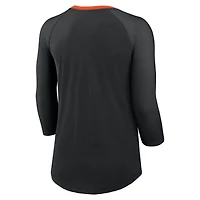 T-shirt à manches 3/4 Nike noir Cincinnati Bengals Raglan pour femme
