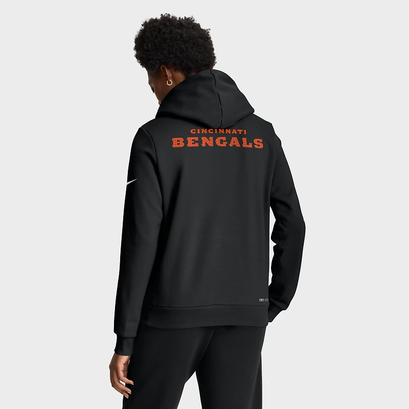 Sweat à capuche Nike noir Cincinnati Bengals Sideline Standard Issue Initial Home Dri-FIT pour femme