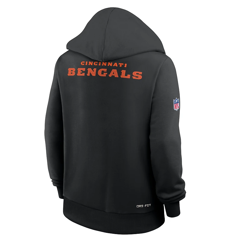 Sweat à capuche Nike noir Cincinnati Bengals Sideline Standard Issue Initial Home Dri-FIT pour femme