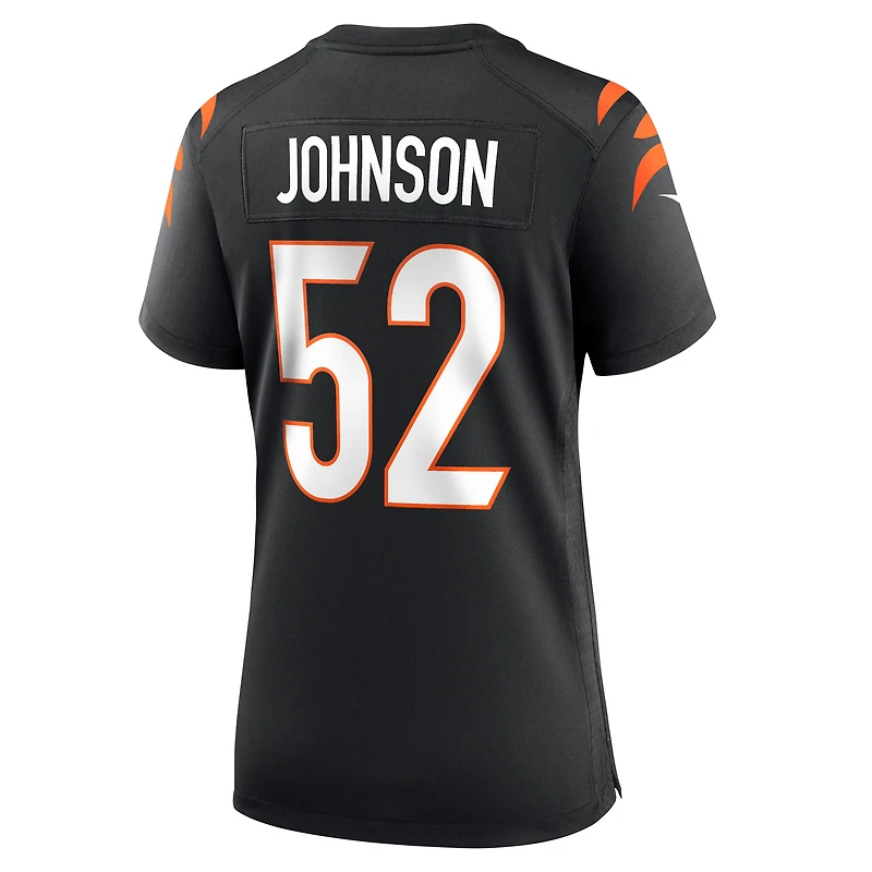 Maillot de match Nike Cedric Johnson noir pour femme des Bengals Cincinnati