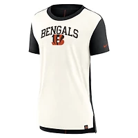 T-shirt tri-mélange Nike crème/noir Cincinnati Bengals Wordmark pour femme