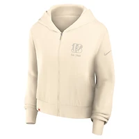 Women's Nike Cream Cincinnati Bengals Glory Cropped Full-Zip Hoodie