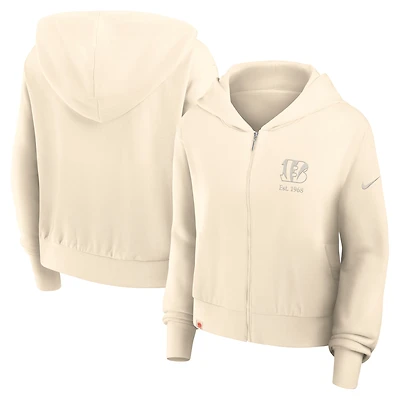 Women's Nike Cream Cincinnati Bengals Glory Cropped Full-Zip Hoodie
