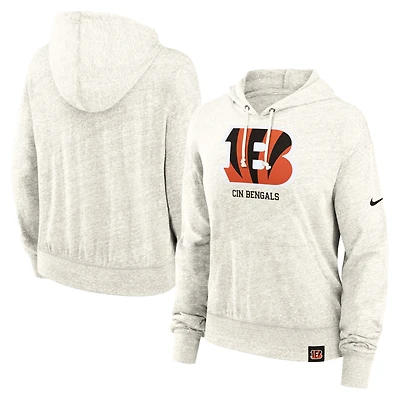 Women's Nike Cream Cincinnati Bengals Gym Vintage Logo Pullover Hoodie