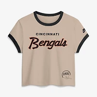 Women's Nike Cream Cincinnati Bengals Rewind Ringer Mod Cropped T-Shirt