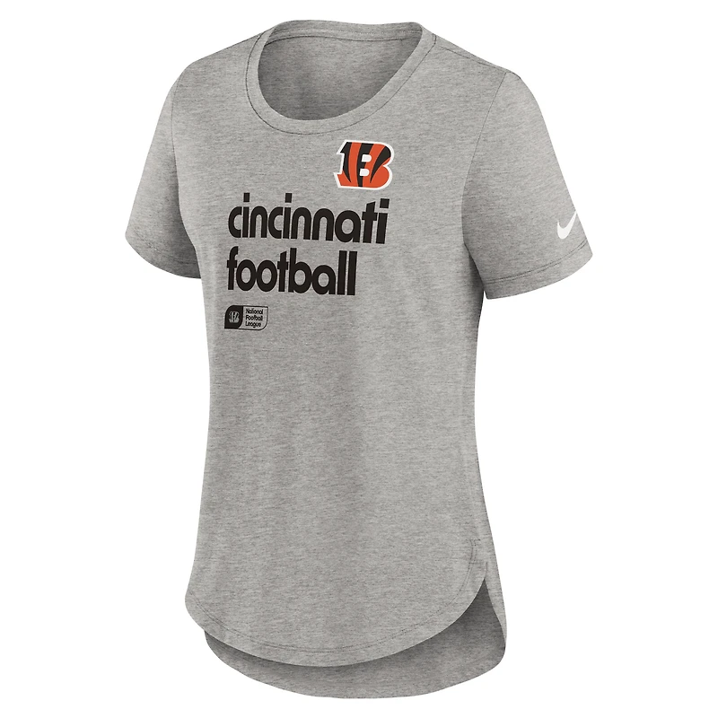 Women's Nike Heather Gray Cincinnati Bengals Team Shout-Out Tri-Blend T-Shirt