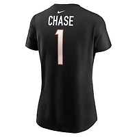 T-shirt Nike Ja'Marr Chase noir pour femme, avec nom et numéro de joueur des Bengals Cincinnati