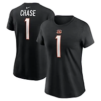T-shirt Nike Ja'Marr Chase noir pour femme, avec nom et numéro de joueur des Bengals Cincinnati