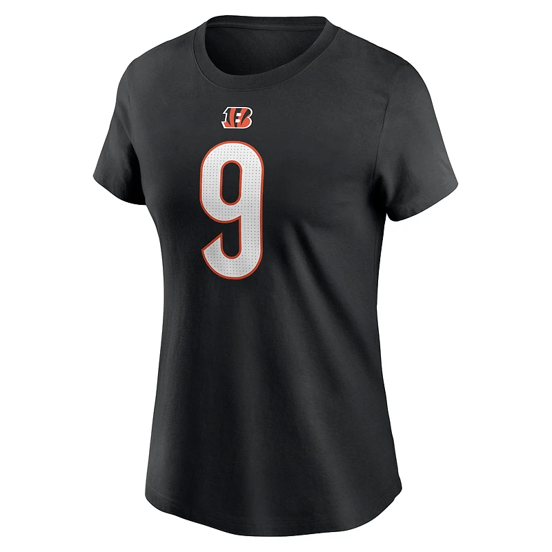 T-shirt Nike Joe Burrow pour femme, noir, nom et numéro du joueur des Bengals de Cincinnati