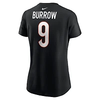 T-shirt Nike Joe Burrow pour femme, noir, nom et numéro du joueur des Bengals de Cincinnati
