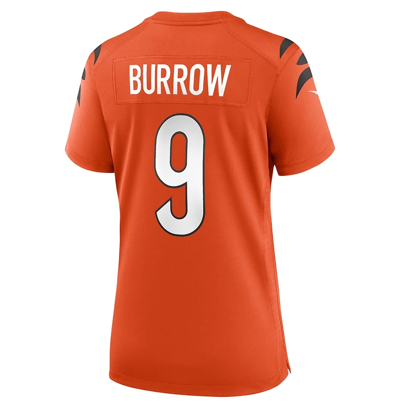 Maillot de match Nike Joe Burrow orange pour femme des Bengals Cincinnati