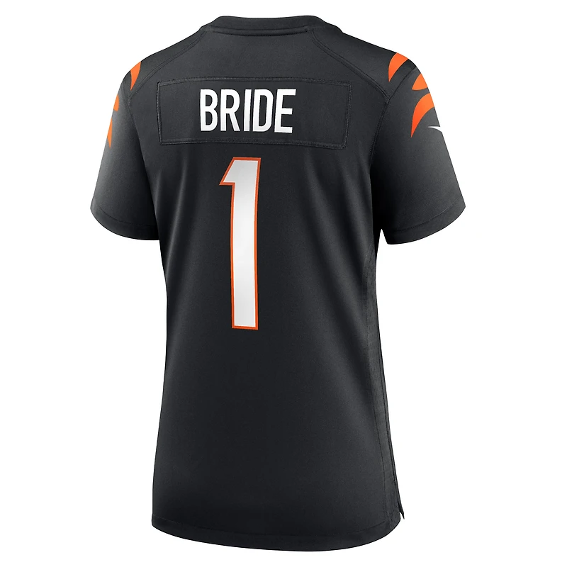 Maillot de match Nike numéro 1 Bride noir pour femme des Bengals Cincinnati