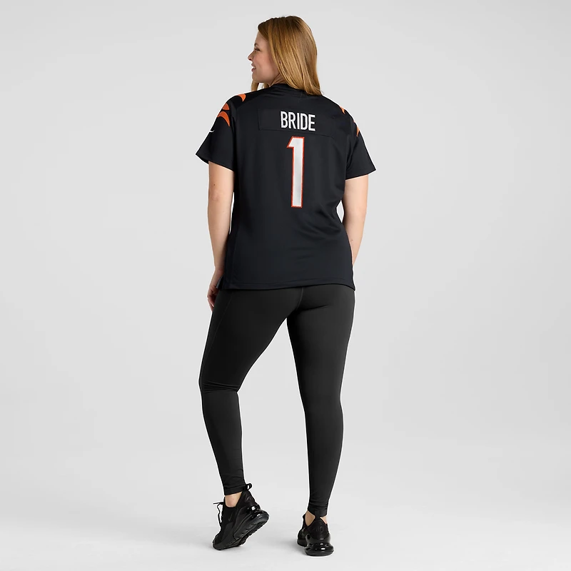 Maillot de match Nike numéro 1 Bride noir pour femme des Bengals Cincinnati