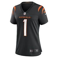 Maillot de match Nike numéro 1 Mom noir des Bengals Cincinnati pour femme
