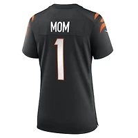 Maillot de match Nike numéro 1 Mom noir des Bengals Cincinnati pour femme