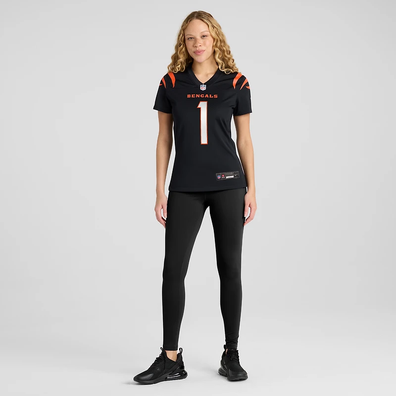 Maillot de match Nike numéro 1 Mom noir des Bengals Cincinnati pour femme