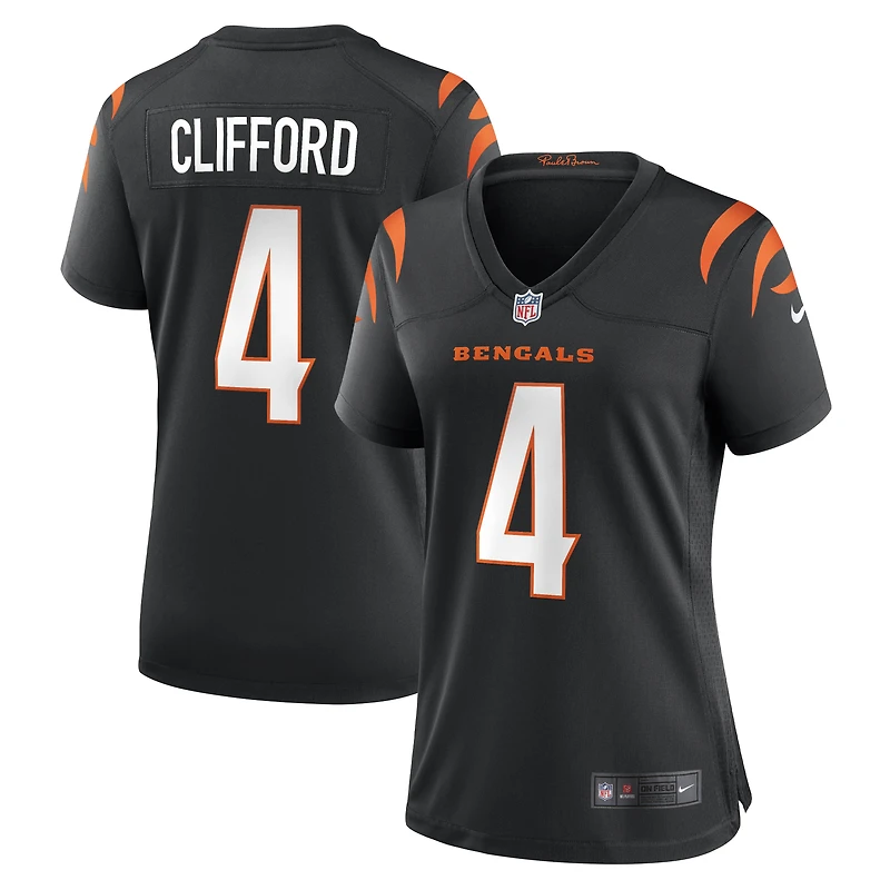Maillot Nike Sean Clifford noir pour femme des Bengals de Cincinnati