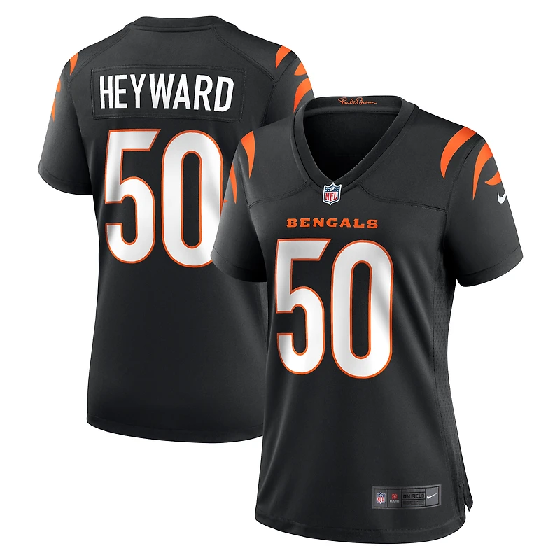 Maillot de match l'équipe Nike Shaka Heyward pour femme, noir, des Bengals Cincinnati