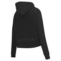 Sweat à capuche court imprimé bijou Pro Standard pour femme, noir, des Bengals de Cincinnati