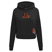 Sweat à capuche court imprimé bijou Pro Standard pour femme, noir, des Bengals de Cincinnati