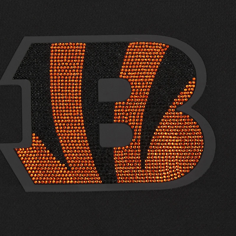 Sweat à capuche court imprimé bijou Pro Standard pour femme, noir, des Bengals de Cincinnati