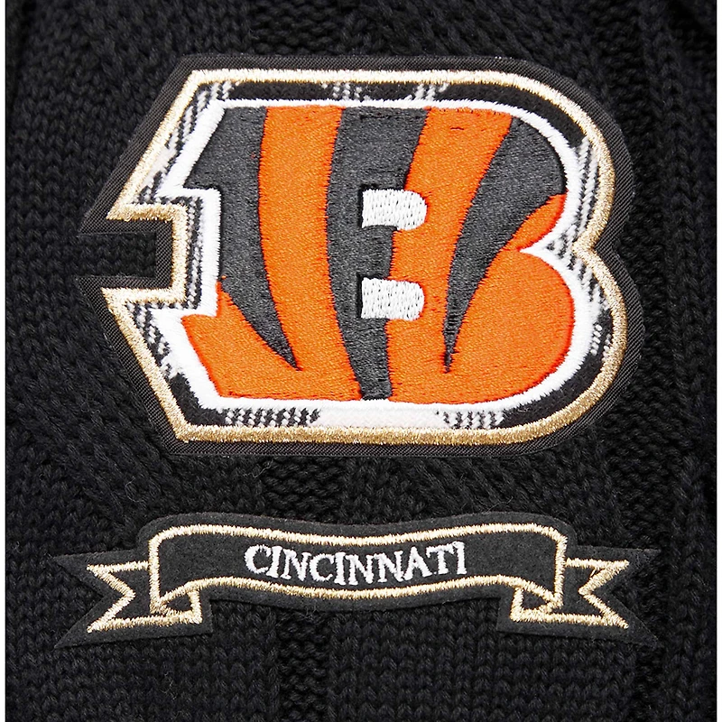 Women's Pro Standard  Black Cincinnati Bengals Prep V-Neck Pullover Sweater