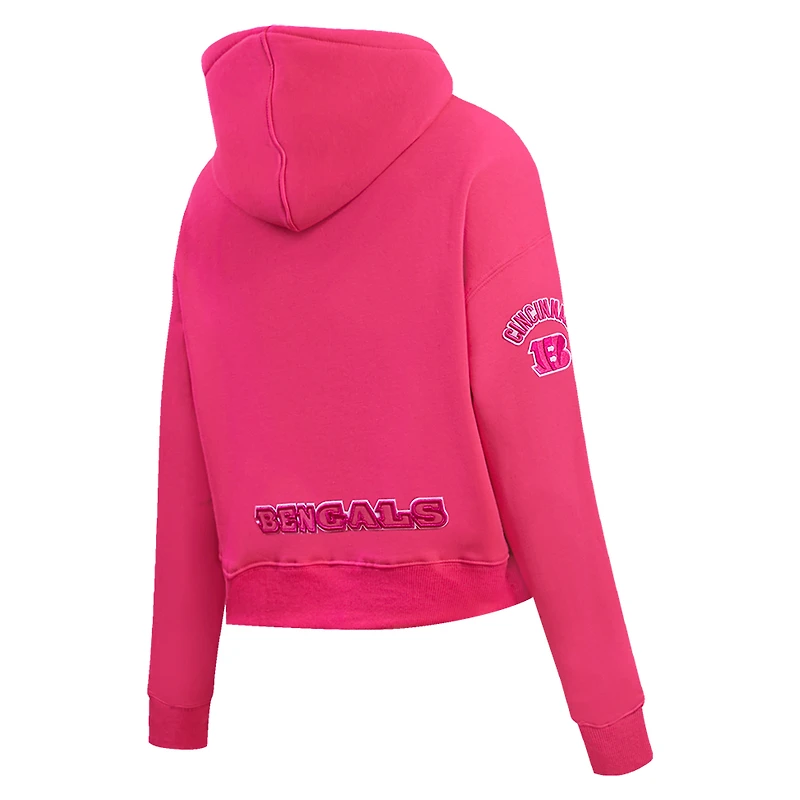 Sweat à capuche court Pro Standard Cincinnati Bengals triple rose pour femmes