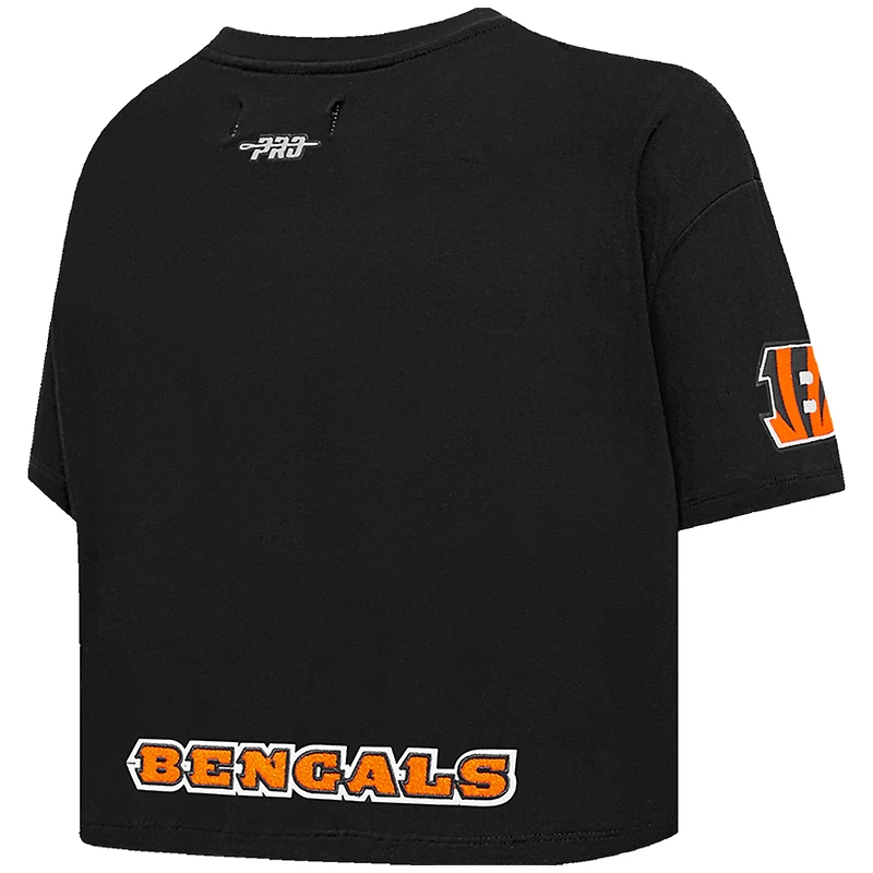 Women's Pro Standard Joe Burrow Black Cincinnati Bengals Player Name & Number Cropped Boxy T-Shirt