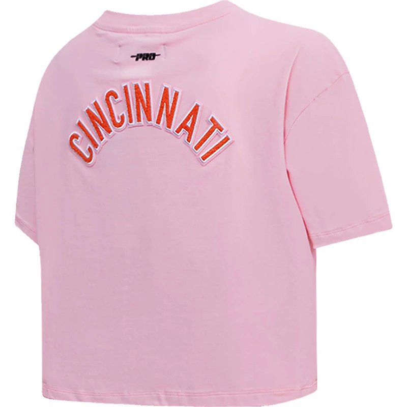 T-shirt carré court Pro Standard Cincinnati Bengals pour femme rose