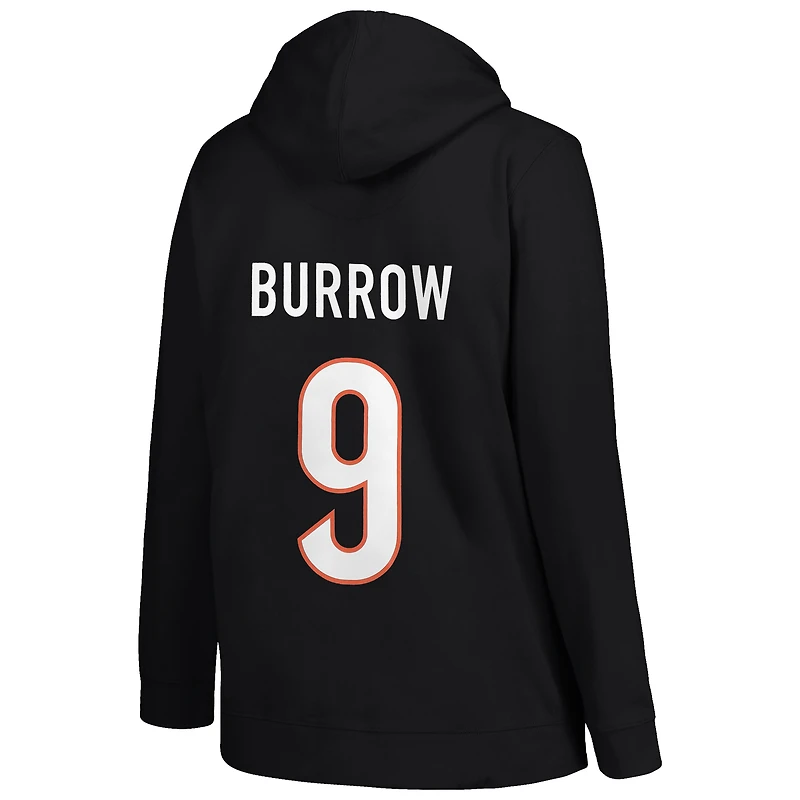 Women's Profile Joe Burrow Black Cincinnati Bengals Plus Player Name & Number Pullover Hoodie