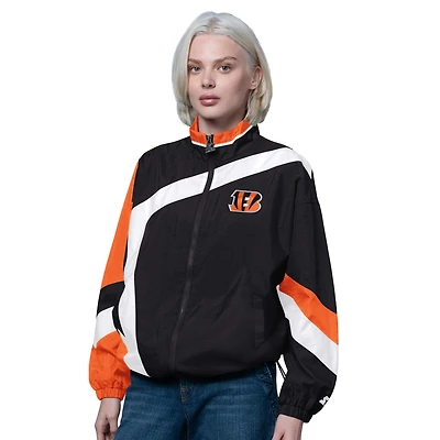 Women's Starter Black/Orange Cincinnati Bengals Vintage 1st Quarter Full-Zip Windbreaker