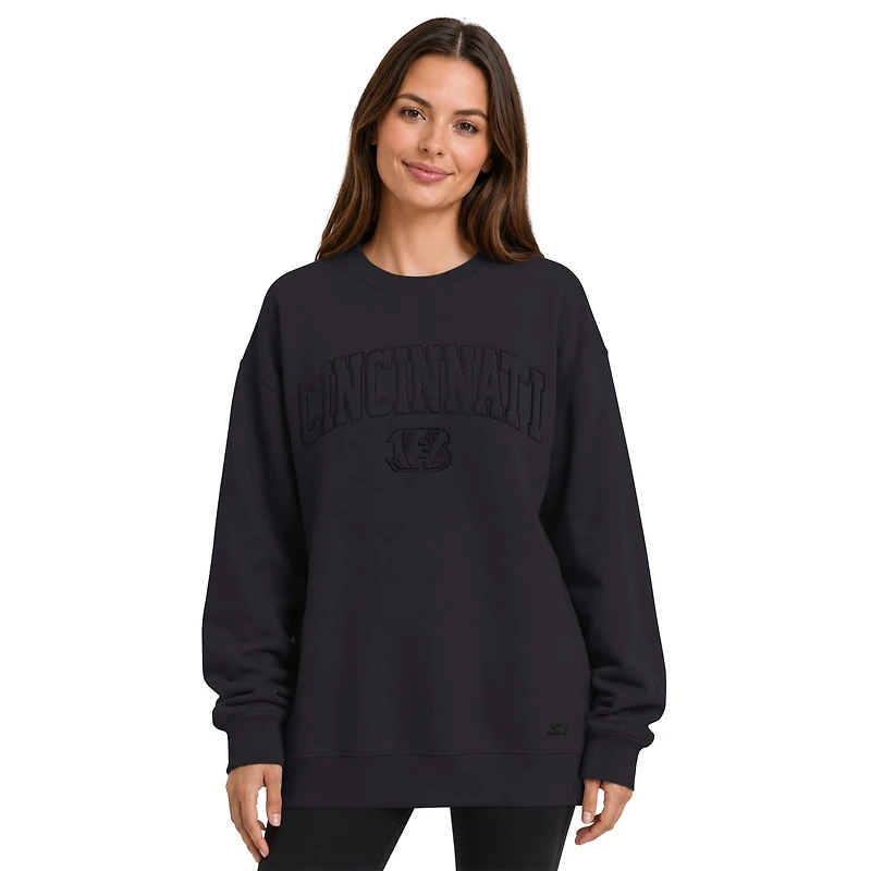 Women's Starter Black Cincinnati Bengals Athleisure Oversized Fleece Sweatshirt