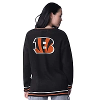 Pull oversize en tricot intarsia Starter Black Cincinnati Bengals pour femme