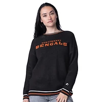Pull oversize en tricot intarsia Starter Black Cincinnati Bengals pour femme