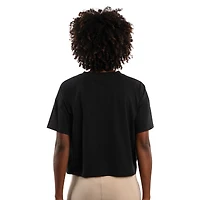 Women's Starter Black Cincinnati Bengals Rhinestone Sprinkle Boxy Cropped T-Shirt