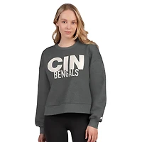Sweat-shirt court en polaire gris chiné pour femme, modèle Starter, des Bengals de Cincinnati.