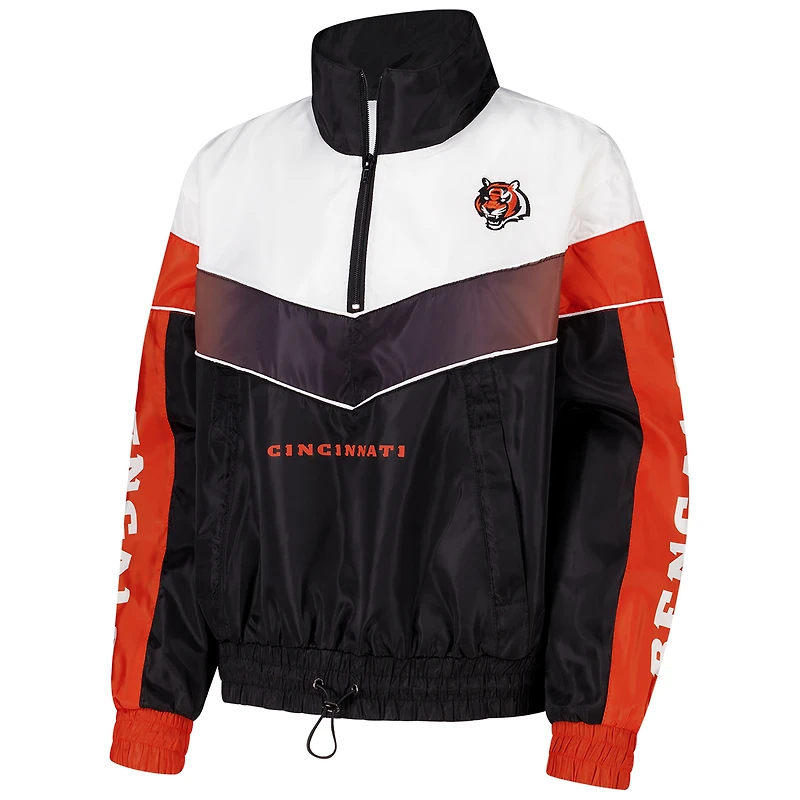 Veste de survêtement noire à fermeture éclair 1/4 pour femme The Wild Collective Cincinnati Bengals
