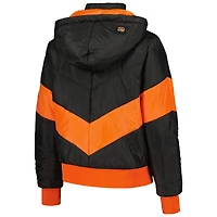 Sweat à capuche entièrement zippé noir Cincinnati Bengals Puffer The Wild Collective pour femmes