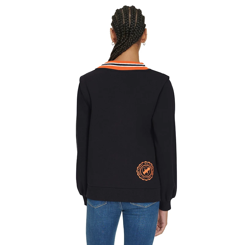 Sweat-shirt à col en V Alice Cincinnati Bengals noir Tommy Hilfiger pour femme