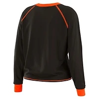 Haut à manches longues noué sur le devant noir/orange pour femme WEAR by Erin Andrews des Bengals de Cincinnati