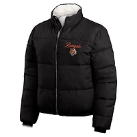 Women's WEAR by Erin Andrews  Black/White Cincinnati Bengals Reversible Cropped Full-Zip Puffer Jacket