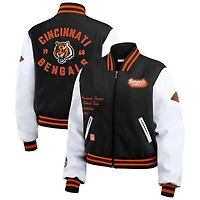 Veste zippée complète noire/blanche de l'équipe universitaire des Bengals Cincinnati WEAR by Erin Andrews pour femme