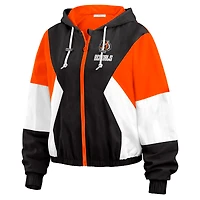 Women's WEAR by Erin Andrews  Black Cincinnati Bengals Color Block Full-Zip Windbreaker Jacket