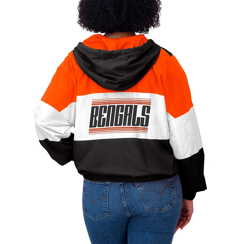 Women's WEAR by Erin Andrews  Black Cincinnati Bengals Color Block Full-Zip Windbreaker Jacket