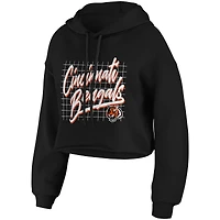 Women's WEAR by Erin Andrews Black Cincinnati Bengals Domestic Cropped Pullover Hoodie