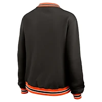 Women's WEAR by Erin Andrews Black Cincinnati Bengals Oversized Long Sleeve V-Neck Sweatshirt