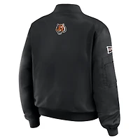 Women's WEAR by Erin Andrews Black Cincinnati Bengals Patch Full-Zip Bomber Jacket