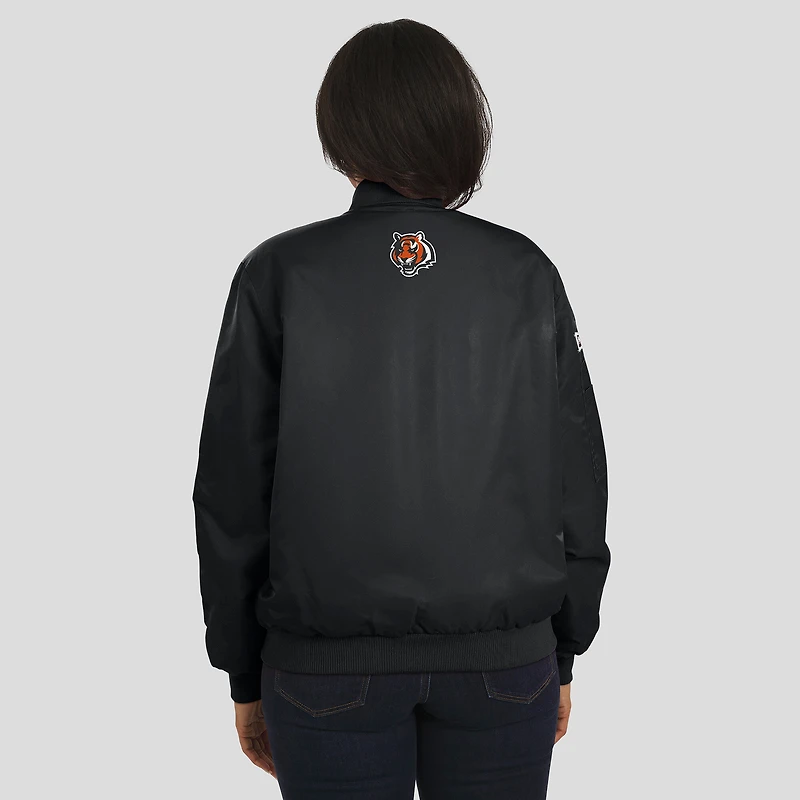 Women's WEAR by Erin Andrews Black Cincinnati Bengals Patch Full-Zip Bomber Jacket