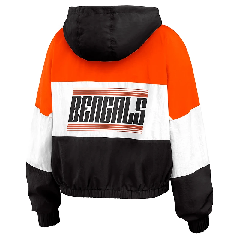 Women's WEAR by Erin Andrews Black Cincinnati Bengals Plus Color Block Full-Zip Windbreaker Jacket