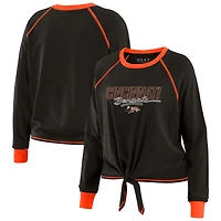 T-shirt à manches longues et nouer sur le devant pour femme WEAR by Erin Andrews, noir, des Bengals de Cincinnati